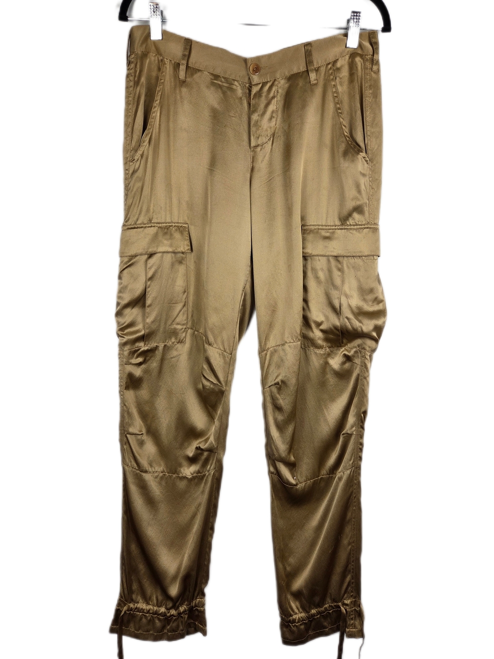 Joie 100% Silk Cargo Pants Gold Bronze Utility Parachute